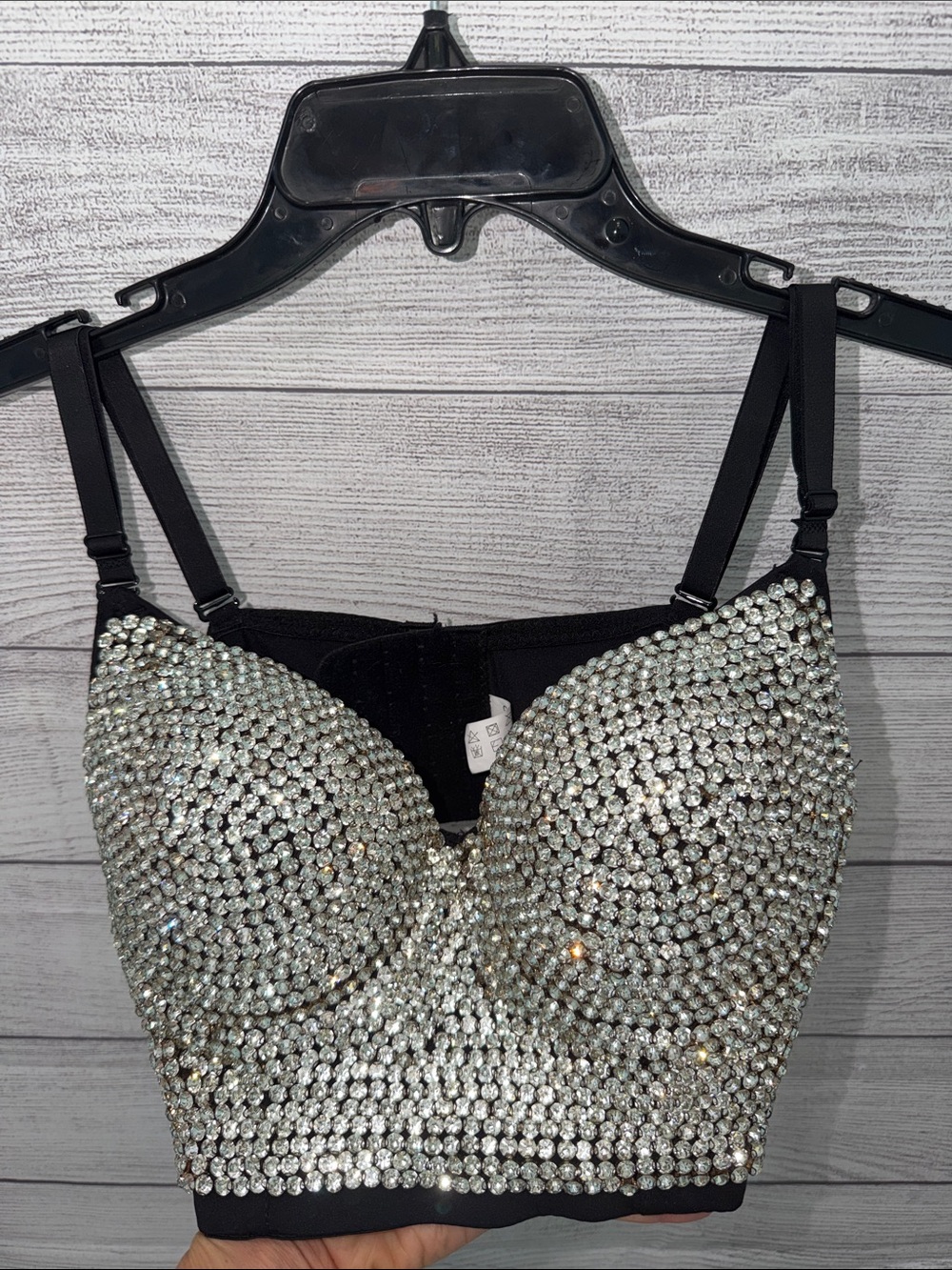 Amazon Silver Rhinestone Embellished Longline Bralette